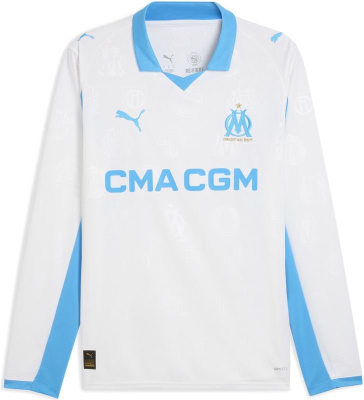 PUMA - Olympique de Marseille 25/26 - Thuisshirt - Blauw/Wit - Lange Mouwen
