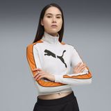FUTURE.PUMA.ARCHIVE T7 slim cropped trainingsjack voor Dames, Oranje/Zilver, Maat S