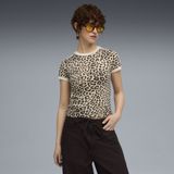 Puma - T7 Leo Luxe - T-shirt - Korte Mouwen - Slim Fit - All-over Dierenprint