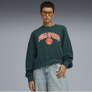 PUMA - Wardrobe Essentials - Oversized Sweatshirt - Groen - Ronde Hals