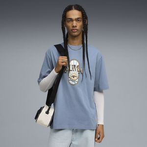 PUMA - Graphic Fest - T-shirt - Blauw - Boxy Pasvorm