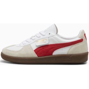 PUMA Palermo leren sneakers uniseks, Wit/Grijs/Rood