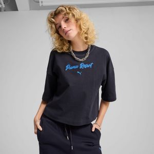 PUMA PREMIUM ESS oversized T-shirt met print voor Dames, Blauw