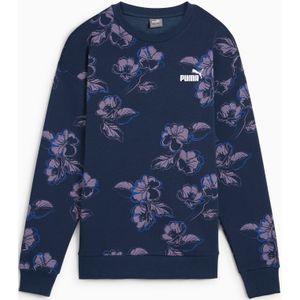 PUMA ESS+ FLORAL VIBES fleece sweater met ronde hals voor Dames, Blauw