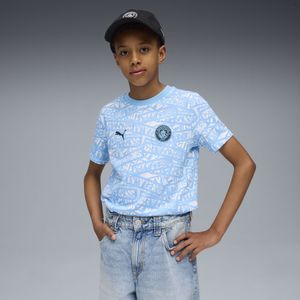 PUMA Manchester City FtblCulture T-shirt met all-over-print voor Heren, Blauw/Wit, Maat 15-16Y