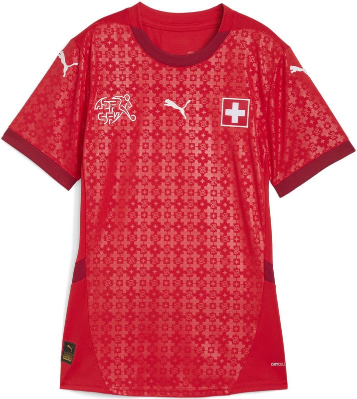 PUMA Zwitserland Vrouwenteam 2025 Thuisshirt voor Dames, Rood, Maat XXS