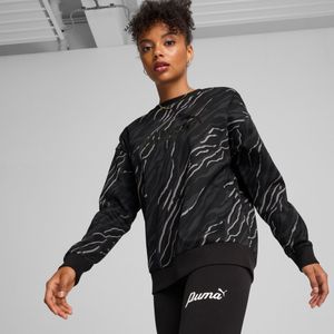 PUMA ESS+ ANIMAL top met ronde hals en print voor Dames, Zwart