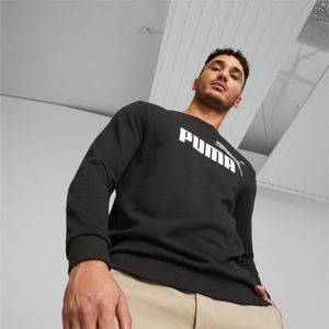 PUMA Essentials+ tweekleurige sweater met ronde hals en groot logo, Wit/Zwart