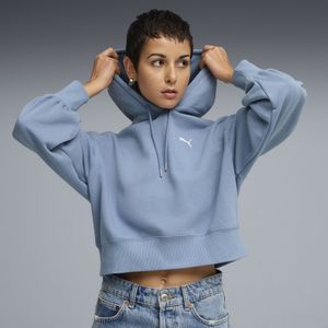 PUMA - WARDROBE ESS - Hoodie - Blauw - Relaxed Cropped