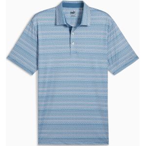 PUMA Fair Isle Micro Print golfpolo, Blauw/Wit