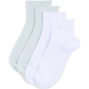 PUMA Quartersokken voor Dames, Blauw/Wit, Maat 35/38