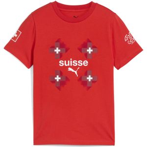 PUMA Zwitserland ftblCulture T-shirt voor Heren, Rood/Wit, Maat 15-16Y