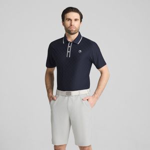 PUMA x ARNOLD PALMER Jacquard golfpolo met streepdetail voor Heren, Blauw, Maat M
