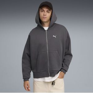 PUMA Wardrobe Essentials boxy hoodie met volledige rits voor Heren, Grijs, Maat S