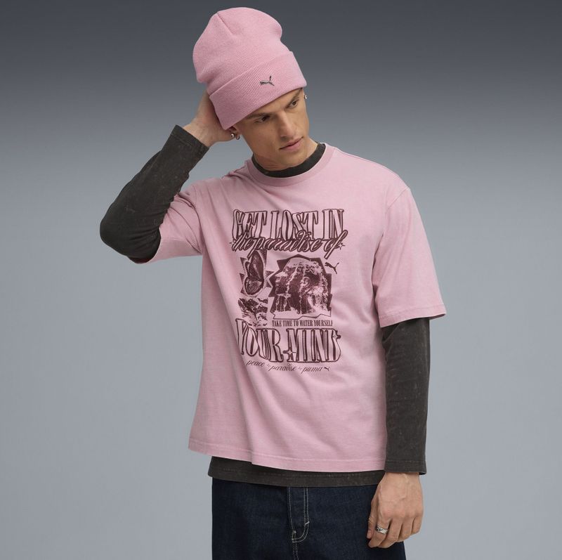 PUMA - Graphic Paradise Mindset - T-shirt - Roze - Boxy