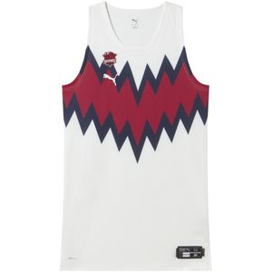 PUMA Saski Baskonia Pro basketbal-uitshirt voor Heren, Wit, Maat S