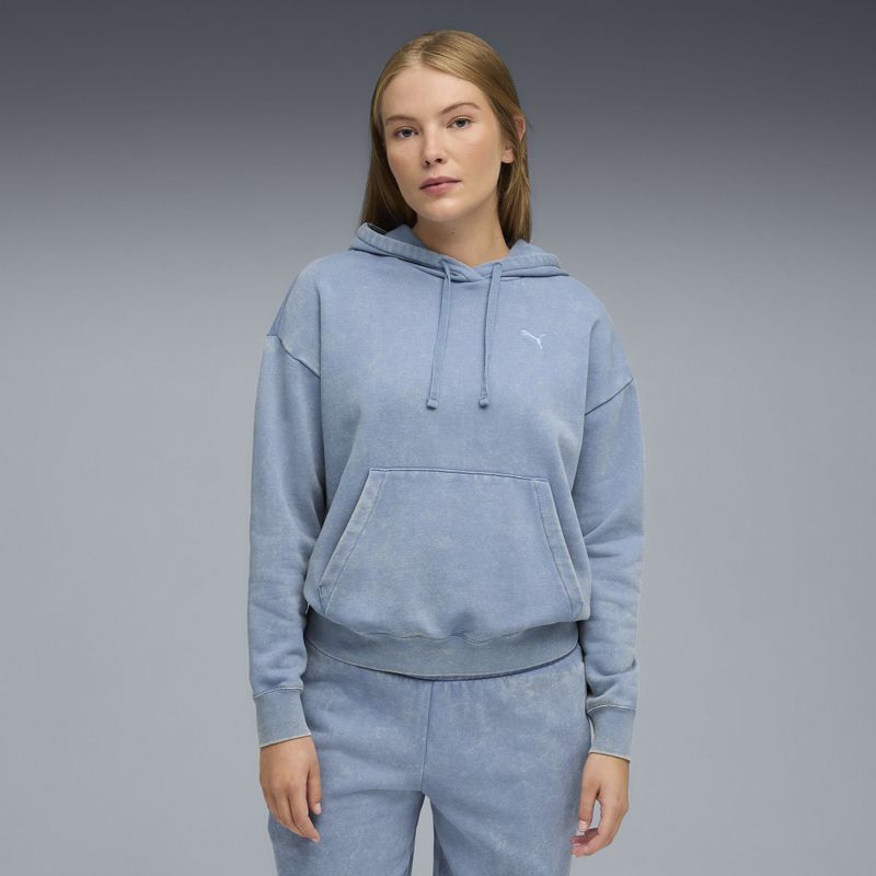 PUMA Essentials Elevated relaxte verwassen hoodie voor Dames, Blauw, Maat XXS