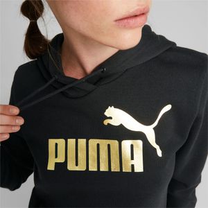 PUMA Essentials+ hoodie met metallic logo voor Dames, Goud/Zwart