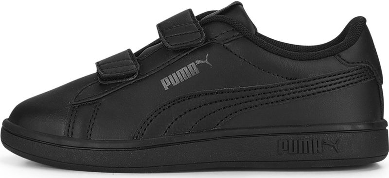 Smash 3.0 leren V sneakers, Zwart/Grijs, Maat 29 | PUMA