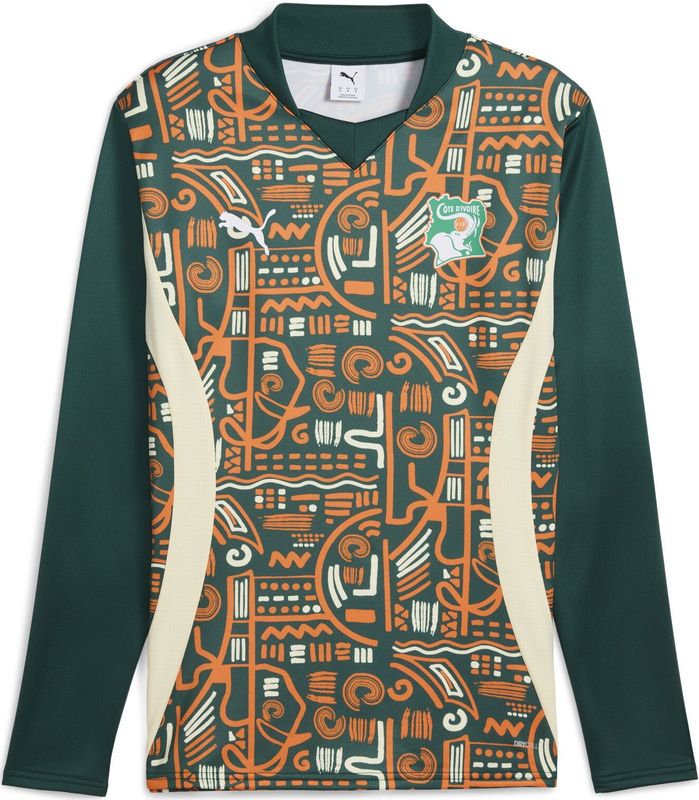 PUMA - Ivoorkust 2025 - Prematch-sweater - Oranje - Lange Mouwen