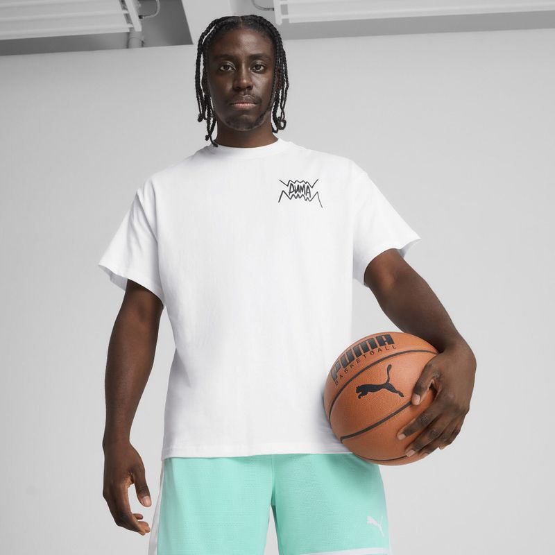 PUMA - Hoops - T-shirt - Gebreid Katoen - Oversized Pasvorm - Korte Mouwen