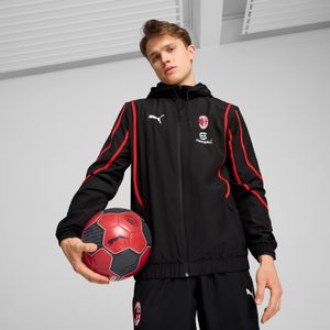 PUMA AC Milan geweven prematch-jack voor Heren, Rood/Zwart