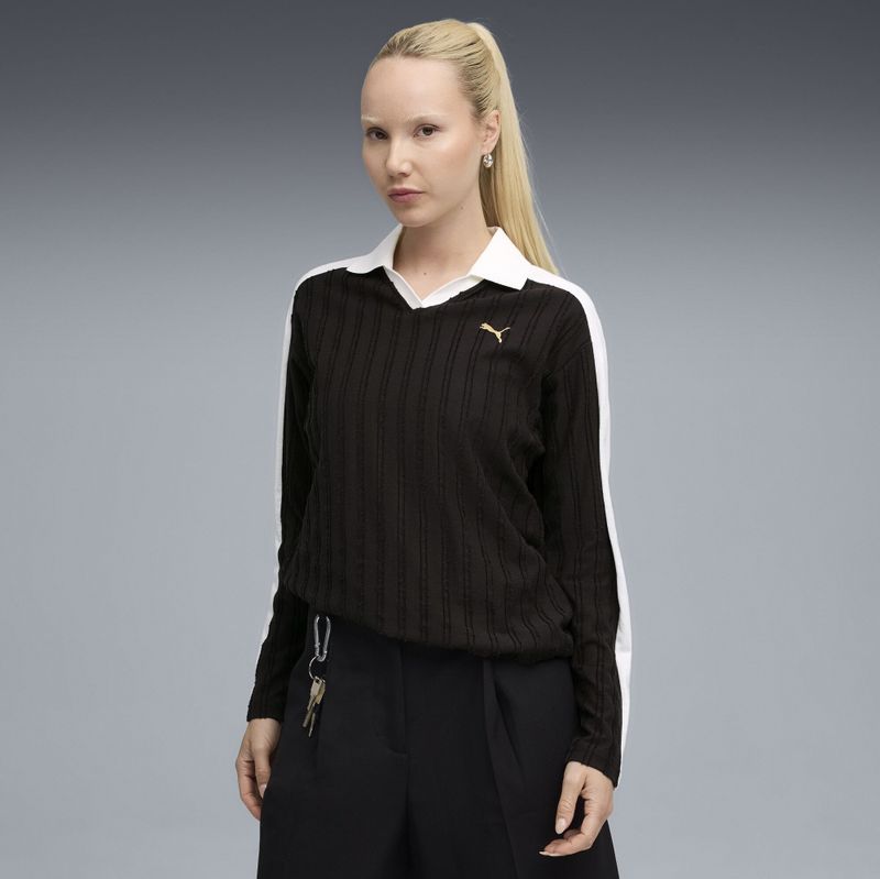 Puma - T7 - Poloshirt - Groen - Katoen - Lange Mouwen