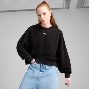 PUMA WARDROBE ESS Oversized top met ronde hals voor Dames, Zwart