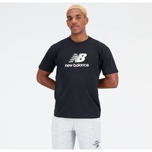 New Balance Heren Essentials Stacked Logo Cotton Jersey Short Sleeve T-shirt T-Shirt in Zwart, Maat S