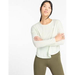 New Balance Dames Drapey Jersey Long Sleeve T-Shirt in Groente, Poly Knit, Maat XS