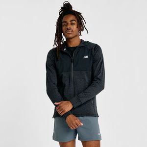New Balance Heren Heat Grid Hooded Full Zip in Zwart, Poly Knit, Maat XS
