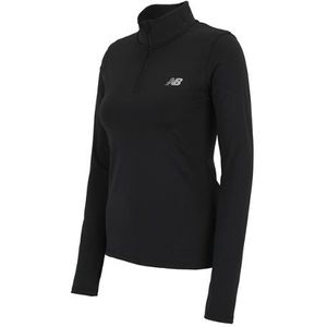 New Balance Dames Script Quarter Zip in Zwart, Polywoven, Maat M