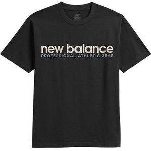 New Balance Heren Professional Ad T-Shirt in Zwart, Cotton Fleece, Maat S