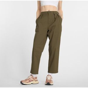 New Balance Dames Boylston Twill Tapered Pant in Groente, Cotton Twill, Maat XL