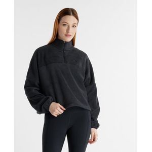 New Balance Dames Polar Fleece Half Zip in Zwart, Cotton Fleece, Maat L