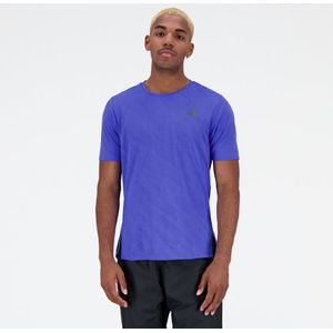 New Balance Heren Q Speed Jacquard Short Sleeve in Blauw, Poly Knit, Maat XL