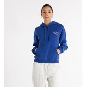 New Balance Dames Graphic Fleece Hoodie in Blauw, Poly Fleece, Maat XS