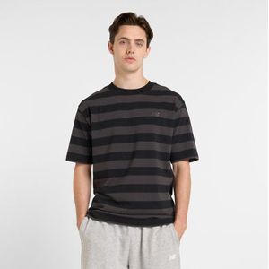 New Balance Heren Athletics Cotton Thick Stripe T-Shirt in Zwart, Maat L