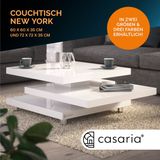 Couchtisch New York Weiß 60x60cm verstellbar