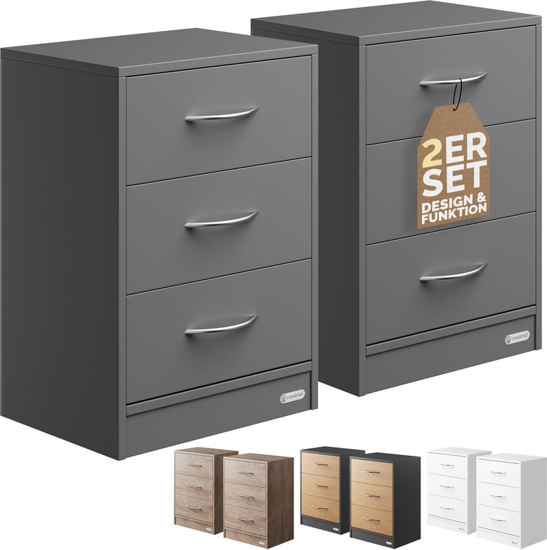 Nachttisch Eloise 2er-Set Anthrazit 54x39x28cm
