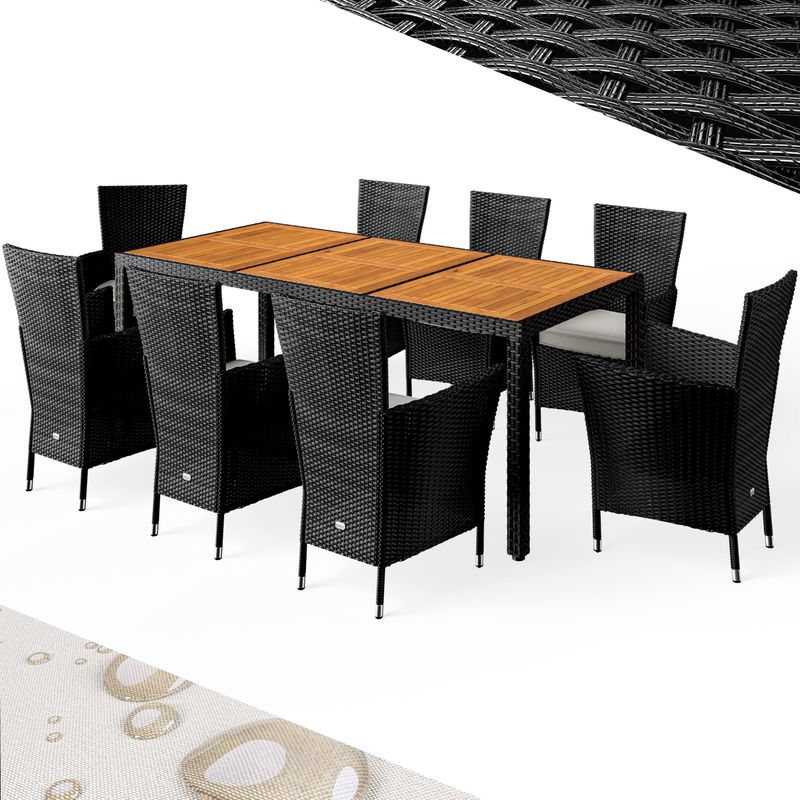 Polyrattan Garten-Sitzgruppe Verona 9-tlg Schwarz