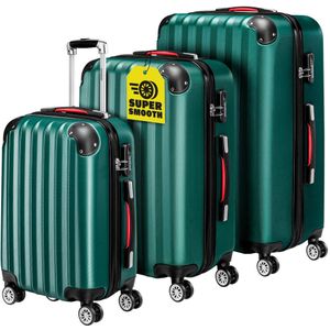 Hartschalenkoffer Set 3-tlg Rollen 360º Grün ABS