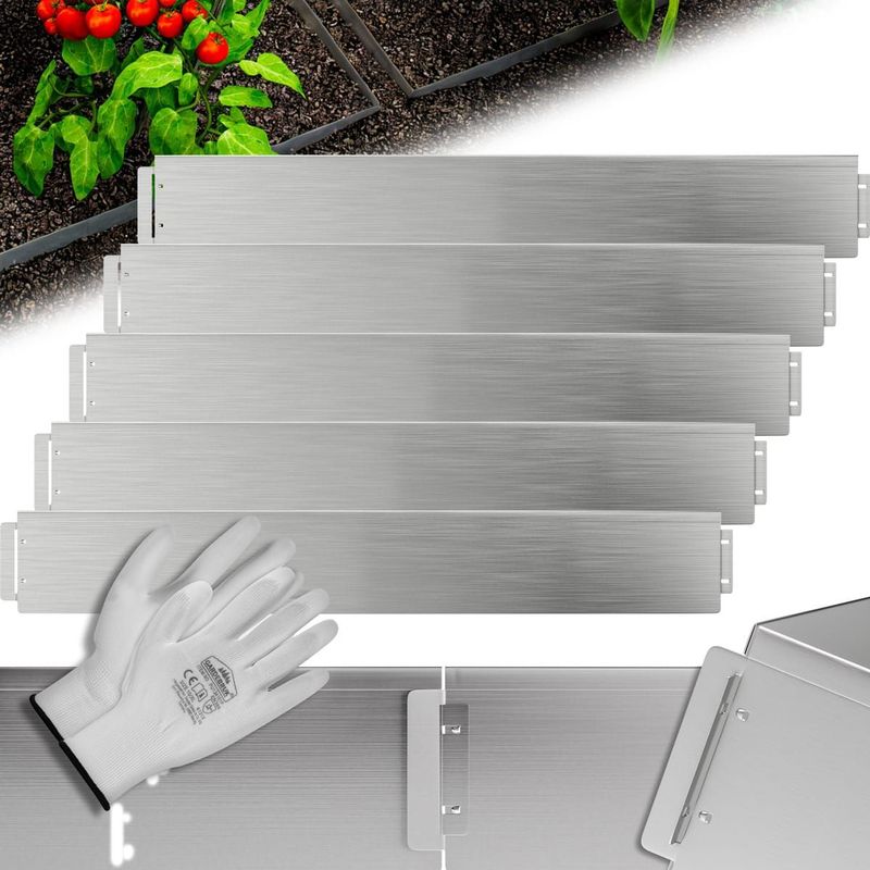Beeteinfassung 20er-Set Silber Metall 20mx18cm