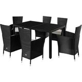 Polyrattan Garten-Sitzgruppe Riga 7-tlg Schwarz