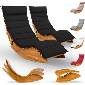 Saunaliege Java 2er-Set Akazie FSC-zertifiziert mit Auflage Antrazit