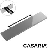 Wandregal Schweberegal 110cm 3er-Set Hochglanz Grau + Halterung