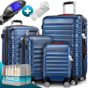 Hartschalenkoffer Set 4tlg mit Zubehör Rollen 360º Blau ABS