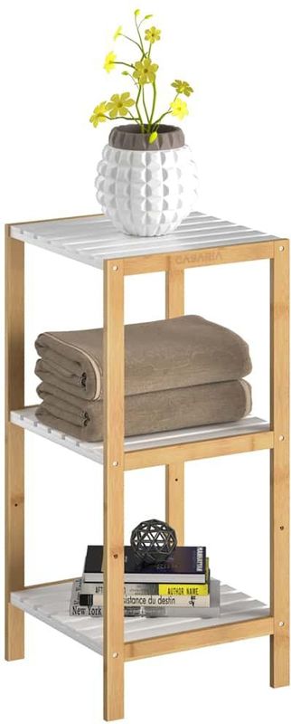 Standregal Bambus Weiß 80x33x34cm