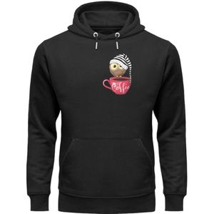 Eule auf Tasse mit Mütze - Unisex Premium Bio Hoodie