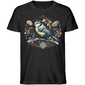 Blaumeise Retroblumen - Herren Premium Bio Shirt
